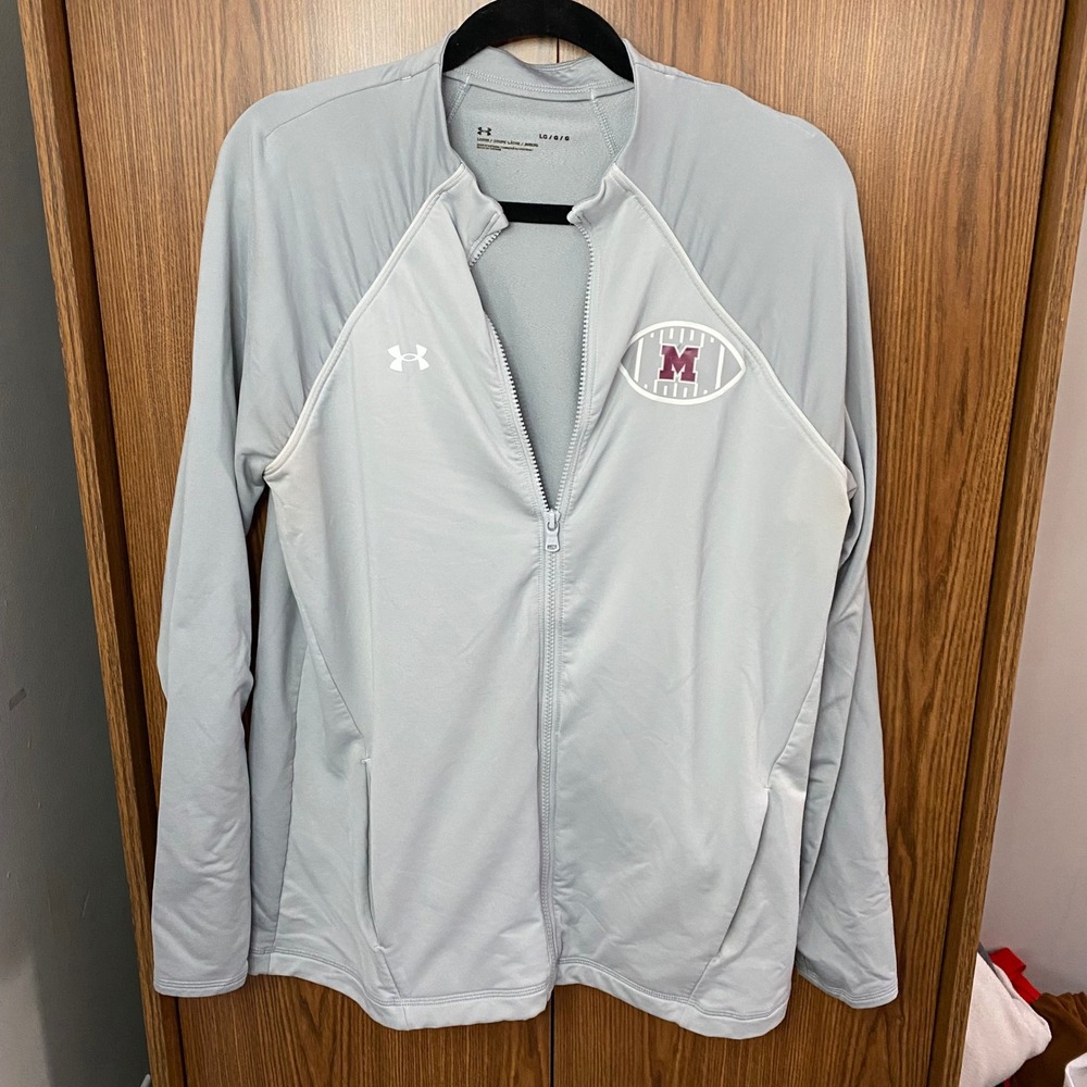 Under Armour Full Zip Jacket Womens Large‎ Grey Football M Logo